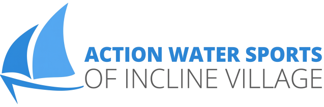 Logo with blue sailboat and text: Action Water Sports of Incline Village.
