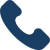 Blue telephone receiver icon on white background.